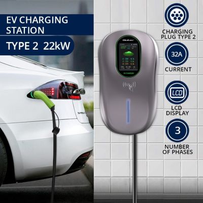2. Qoltec EV Charging Station 2in1 Type2 22kW Wi-fi LCD RFID 3 Phase Wallbox 5m