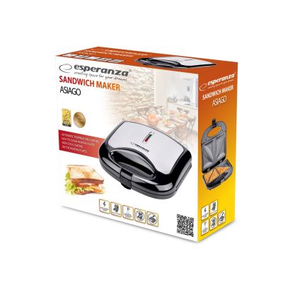 14. Esperanza ASIAGO EKT011 sandwich maker (1000W; black and silver)