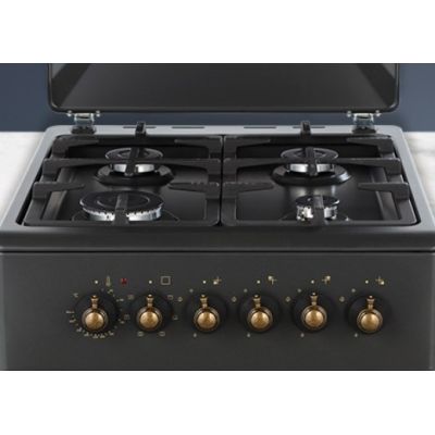 4. Gas-electric cooker MPM-56-KRM-13 50 cm Black Retro, convection