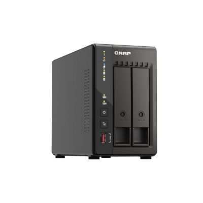 Qnap TS-253E-8G, Tower, 2 x 2.5"/3.5" SATA, Intel Celeron J6412 4C/4T, 8 GB DDR4 onboard not expandable, 2 x 2.5GbE, External adapter (PSU)