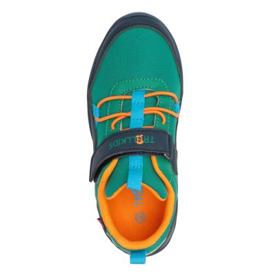 6. Trollkids Skaland Barefoot Hiker Shoes in Sea Green/Madeire Blue/Sahara Sunset