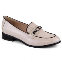 Potocki W WOL220 beige patent low-heeled shoes