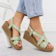 5. Sergio Leone SK298 women's patent leather wedge sandals in green