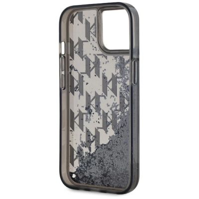 7. Karl Lagerfeld Liquide Glitter Monogram Gradient iPhone 15 Case - Black