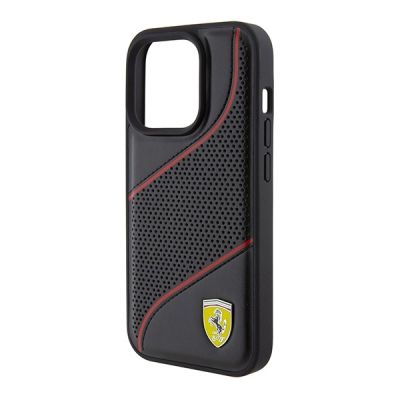 6. Ferrari Perforated Waves Metal Logo case for iPhone 15 Pro - black