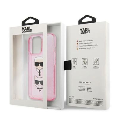 8. Karl Lagerfeld KLHCP13LKCTUGLP iPhone 13 Pro / 13 6,1" różowy/pink hardcase Glitter Karl's & Choupette