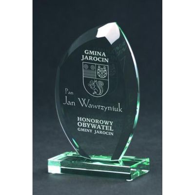 9. Engraved glass trophy with case