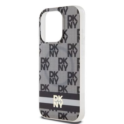 6. DKNY IML Checkered Mono Pattern & Printed Stripes MagSafe Case for iPhone 13 Pro Max - Black