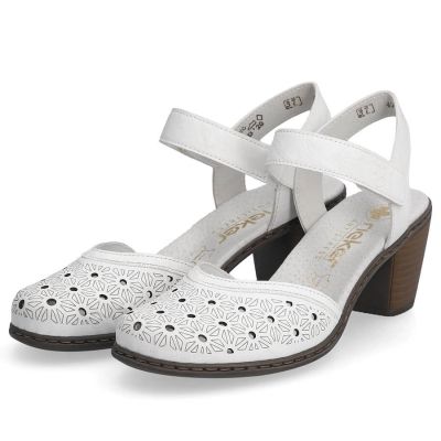43. Rieker W RKR650 comfortable leather sandals white