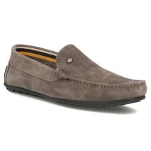 Men's leather moccasin shoes in taupe suedeFilippo MP923