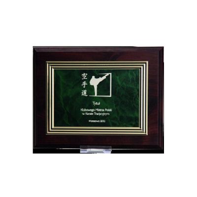 8. Plastic diploma with engraving on a gold plate