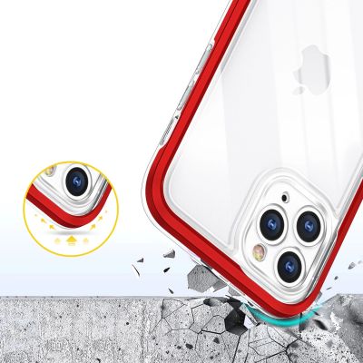 6. Clear 3in1 Case for iPhone 11 Pro Max Frame Cover Gel Red
