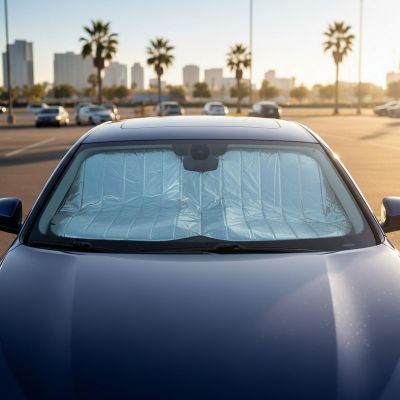 12. DUNLOP FOLDABLE MIRROR MOUNTED SUN SHADE 130x60CM