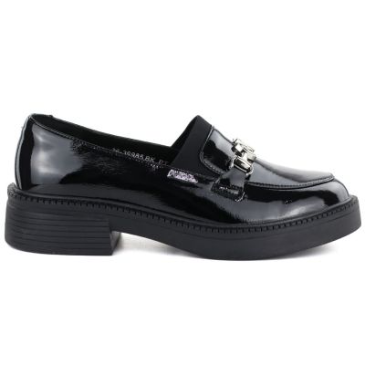 2. Women's leather lords moccasins with thick soles, black Vinceza 39985