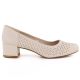 2. Women's openwork pumps on a block, beige Sergio Leone PB293