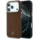 Mercedes Leather Semi Wrap Wood Effect MagSafe Case for iPhone 17 Pro Max - Brown