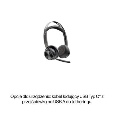210. Poly Voyager Focus 2-M USB-CC Headset USB-C/A Adapter Charging Stand No localization Retail Packaging