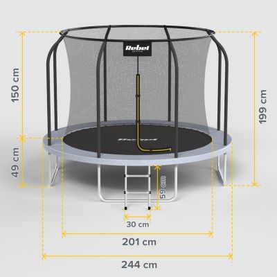 8. REBEL ACTIVE TRAMPOLINE PRO 8FT/244CM, NET, LADDER RBA-8001