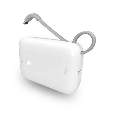 2. Puro Power Link 10 Plus 10000mAh Power Bank with Built-in USB-C Cable – White