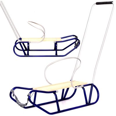 5. TOMEK METAL SLEDGE WITH BACKREST AND PUSHER, BLUE