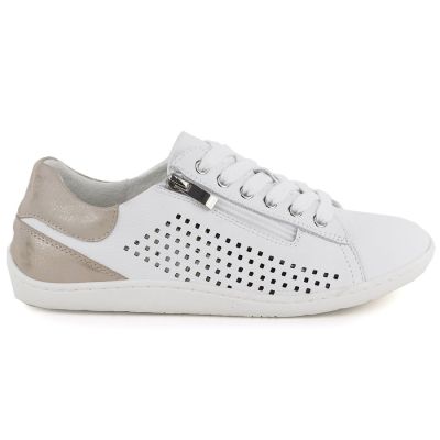 2. Women's leather barefoot shoes, openwork, white, Gino Fabiani OL38-6