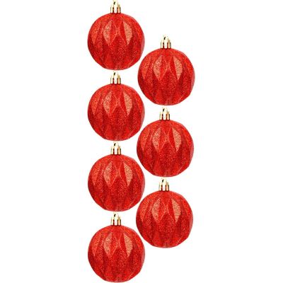 37. DECORATIVE PLASTIC BALL 6CM SET 35 PCS RED