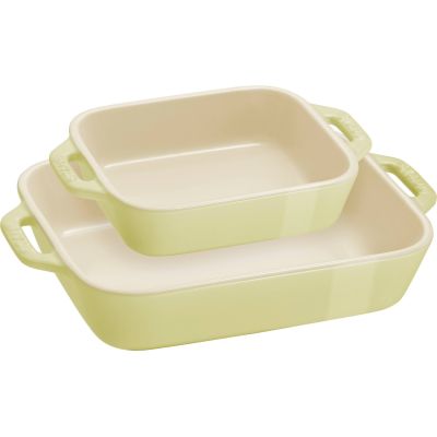 STAUB COOKING Set of 2 Rectangular Platters, Light Green