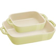 STAUB COOKING Set of 2 Rectangular Platters, Light Green