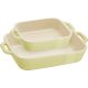 STAUB COOKING Set of 2 Rectangular Platters, Light Green