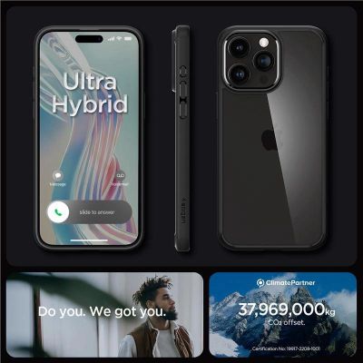 6. Spigen Crystal Hybrid iPhone 15 Pro Case - Black