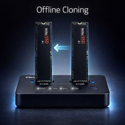 5. Qoltec M.2 NVMe SSD Docking Station | PCIe | USB-C | 20Gb/s | DUAL 2 x 8TB | Offline Cloning