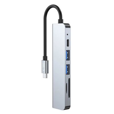 8. HUB Tech-Protect V4 6in1 USB-C - USB-A 3.0 / USB-A 2.0 / USB-C / HDMI / micro SD / TF / SD card reader - gray