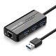Ugreen 20265 USB-A / RJ45 1000 Mbps HUB 3x USB 3.0 Network Adapter - Black