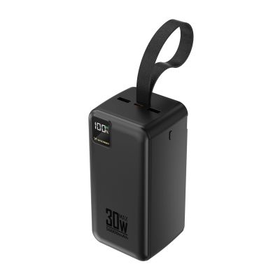 Powerbank Wozinsky W8-B 50000mAh 30W 2xUSB-A and 2xUSB-C and USB micro with flashlight - black