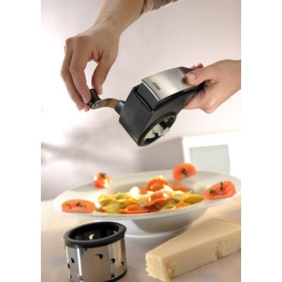 8. GEFU 19060 Manual Grater/Spiralizer Rotary Grater Black, Stainless Steel