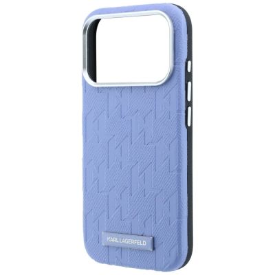 6. Karl Lagerfeld Grained Mono Resin Logo MagSafe Case for iPhone 17 Pro Max / 18 Pro Max - Light Blue