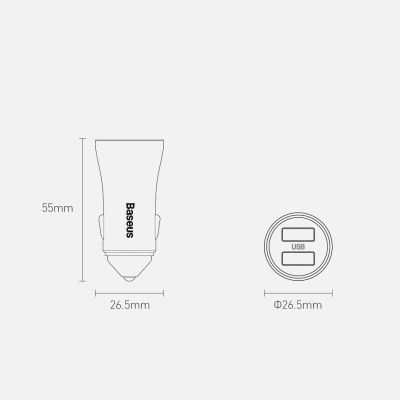 23. Baseus Golden Contactor Pro fast car charger 2x USB 40 W Quick Charge SCP FCP AFC + USB cable - USB Type C gray (TZCCJD-A0G)