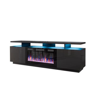 EVA TV cabinet with electric fireplace 180x40x52 graphite/glossy graphite