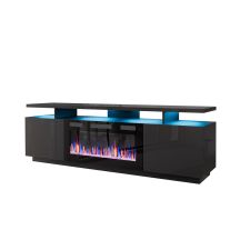 EVA TV cabinet with electric fireplace 180x40x52 graphite/glossy graphite