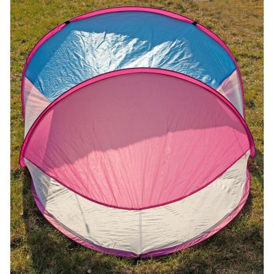 22. SELF-EXPLODING BEACH SCREEN TENT BLUE AND PINK
