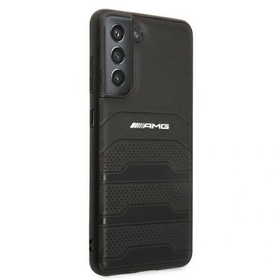 4. AMG AMHCS21FESGSEBK S21 FE G990 czarny/black hardcase Leather Debossed Lines