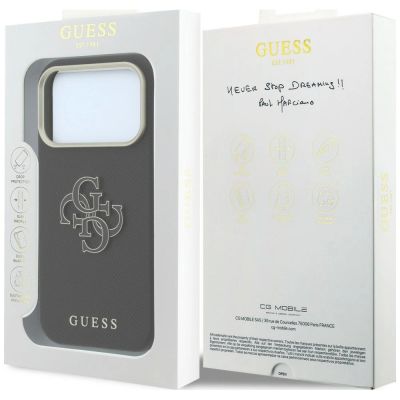 8. Guess Grained & Big Resin Logo Case for iPhone 18 Pro / 17 Pro - Black