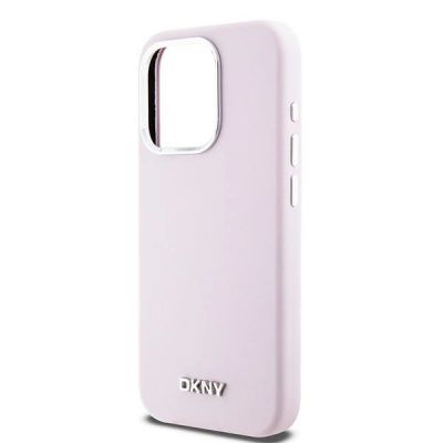 6. DKNY Liquid Silicone Small Metal Logo MagSafe case for iPhone 14 Pro - pink