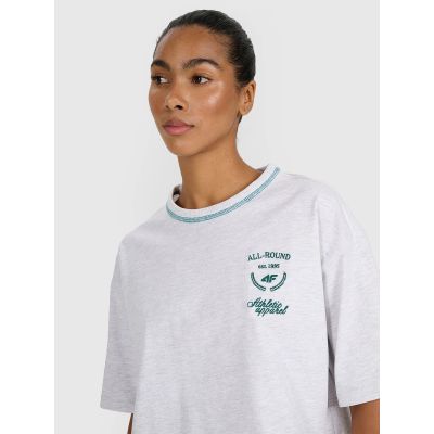 3. Women's oversize printed T-shirt 4F 4FRSS25TTSHF2979-26M