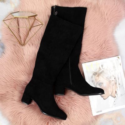 7. Women’s Black Block-Heel Boots with Warm Lining – Sergio Leone