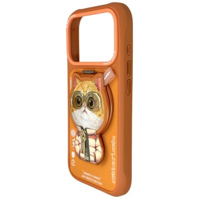 3. Nimmy Cool&Cute 2.0 Cat Case for iPhone 17 Pro with Magnetic Hanger - Orange
