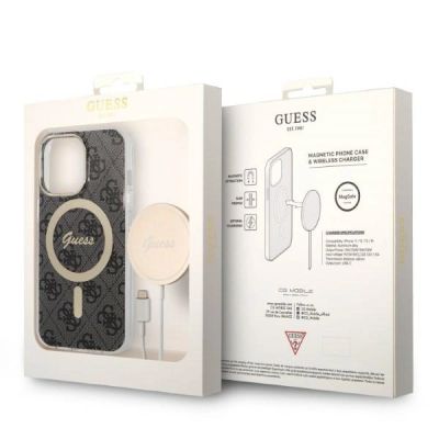 10. Set Guess GUBPP13LH4EACSK Case+ Charger iPhone 13 Pro black/black hard case 4G Print MagSafe
