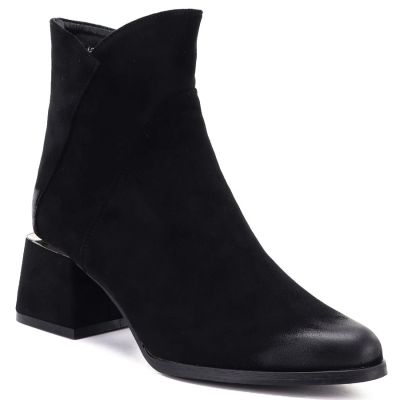 6. Women's black suede high-heeled ankle boots Potocki SZ12875