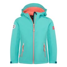 Trollkids Trollfjord Softshell Jacket Mist Aquamarine/Harbor Blue Mellow Peach (175-137)