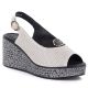 Women's leather wedge sandals with openwork beige S.Barski 7010